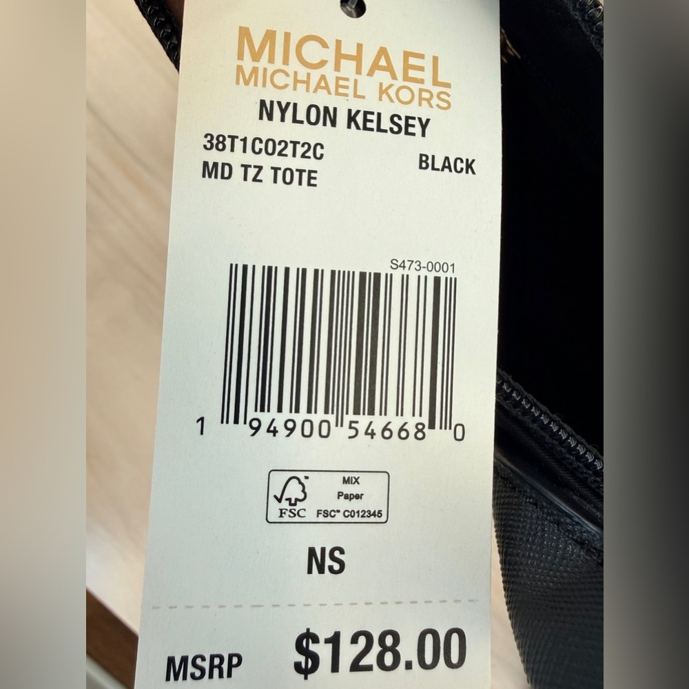NWT MICHAEL KORS Kelsey Medium Nylon Tote - Black & Gold - Picture 6 of 7